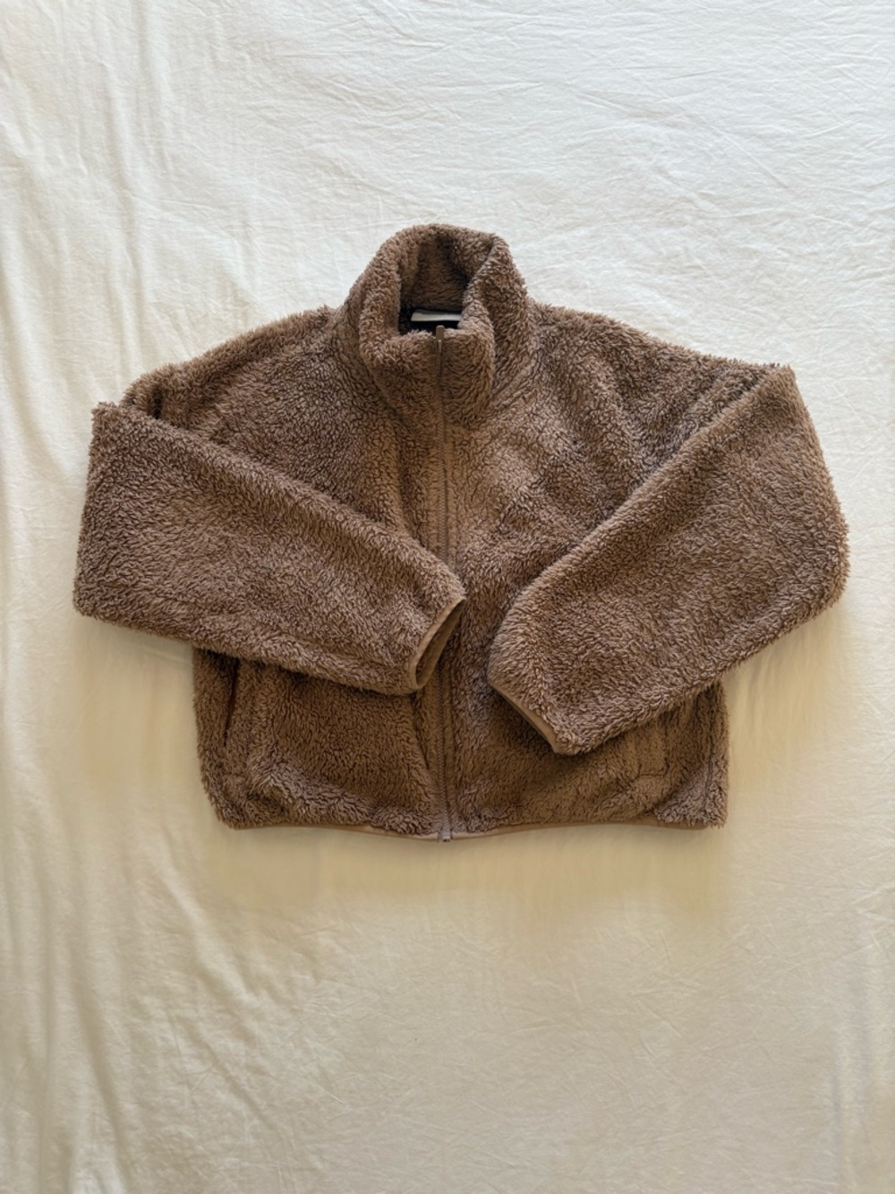 Aritzia Sunday Best Teddy Sherpa Zip Jacket Brown Cozy Size Large